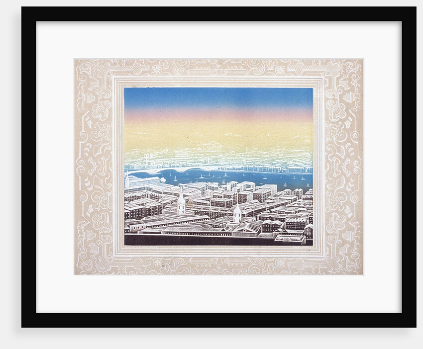 Aerial view of London with decorative border by Kronheim & Co