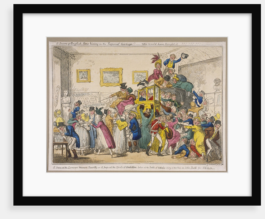 Bonaparte's coach on show at Bullock's Museum, Piccadilly, Westminster, London by George Cruikshank