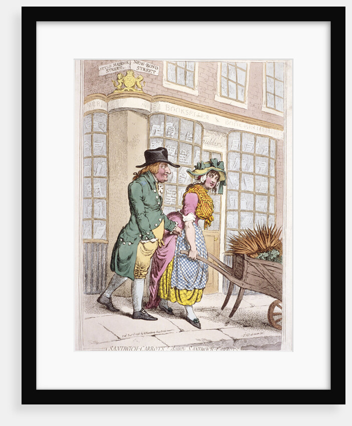 A leering man making advances to a girl, New Bond Street, Westminster, London by James Gillray