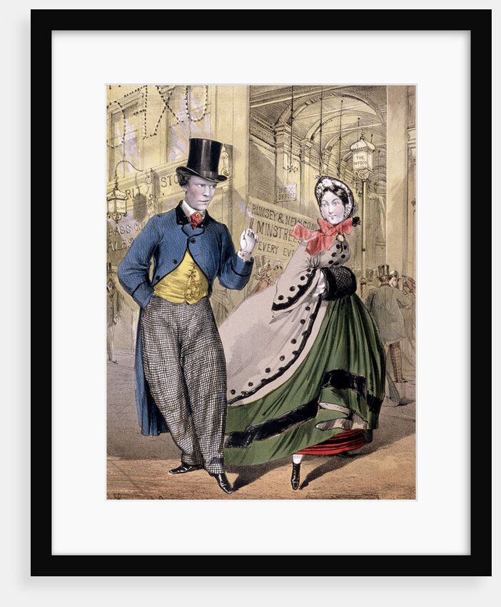 A lady and a gentleman by the entrance to the Oxford Music Hall, Oxford St, Westminster by Concanen & Lee