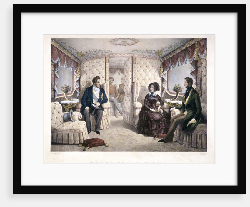 King Louis Philippe, Queen Victoria and Prince Albert in the royal carriage by Jules David