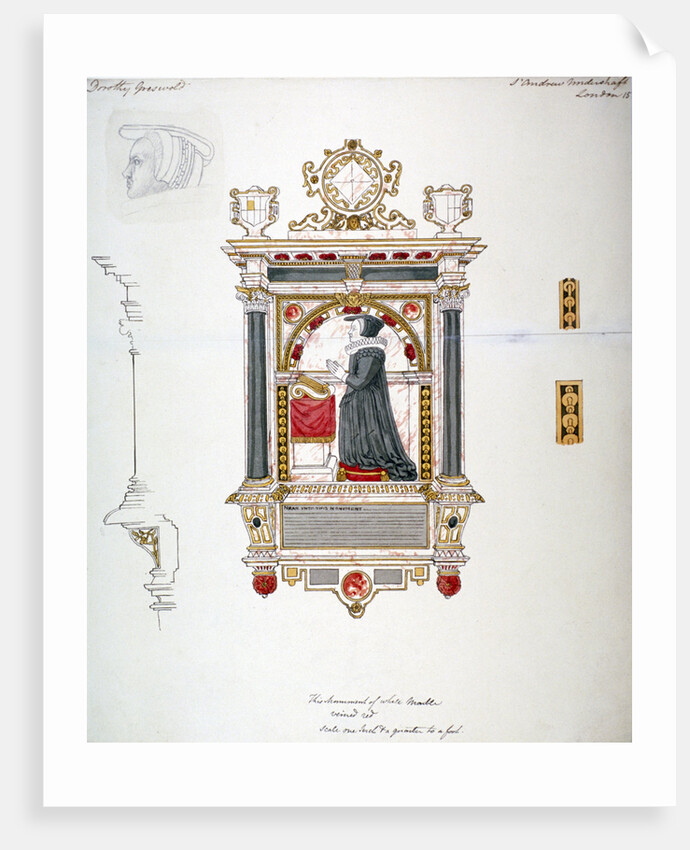 Monument in the Church of St Andrew Undershaft, Leadenhall Street, London, c1820 by Anonymous