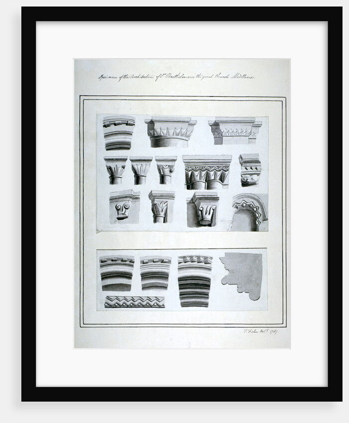 Architectural features in the Church of St Bartholomew-the-Great, Smithfield, City of London by Thomas Fisher