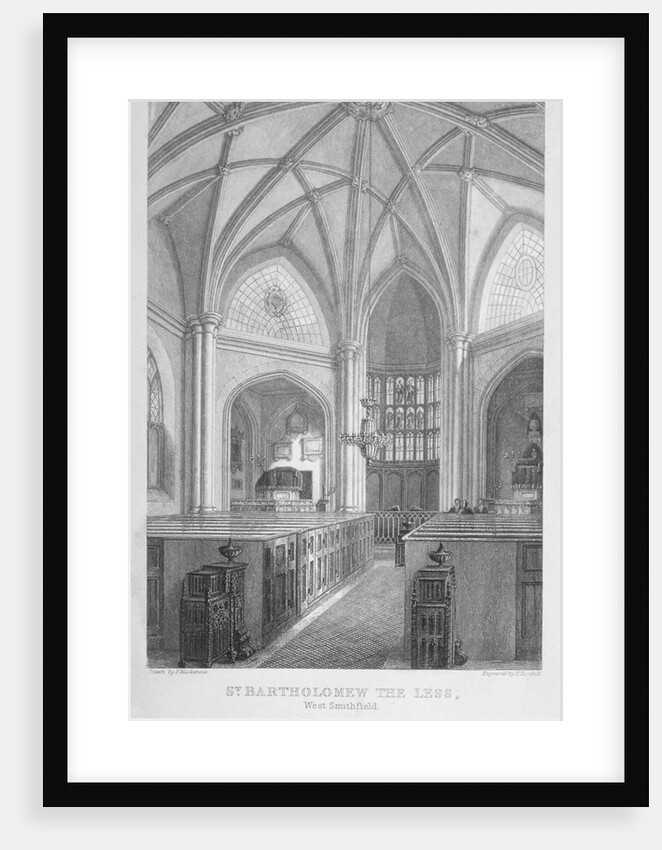 Interior of the Church of St Bartholomew-the-Less, City of London by T Turnbull