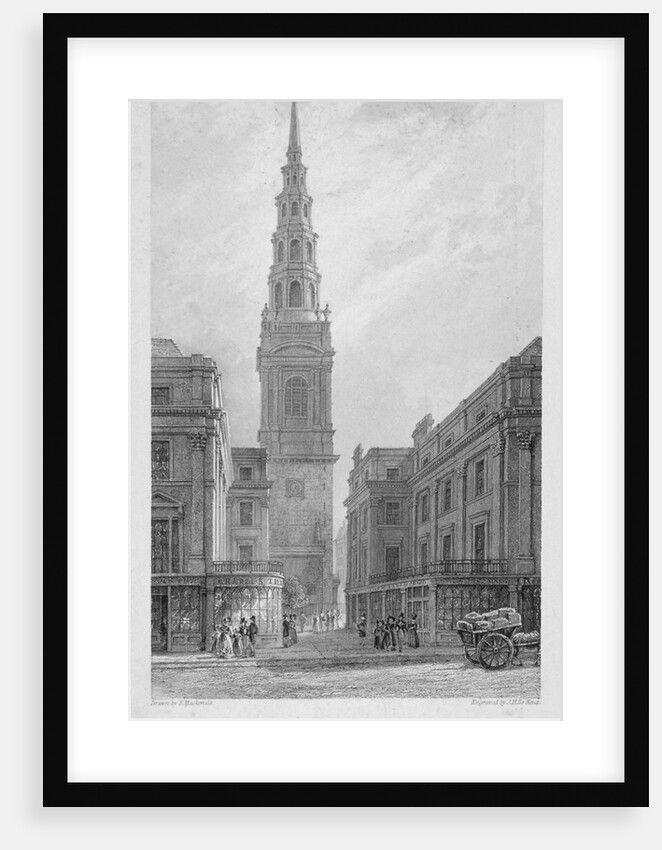 St Bride's Church, Fleet Street, City of London by John Le Keux
