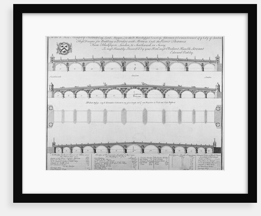 Three designs by Edward Oakley for Blackfriars Bridge by Benjamin Cole