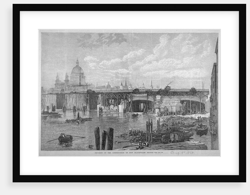 Construction work being carried out on Blackfriars Bridge, London by Anonymous