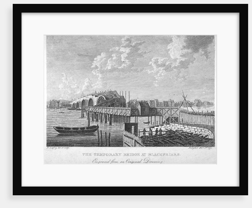 View of Blackfriars Bridge under construction, London, c1762 (1775) by RB Godfrey