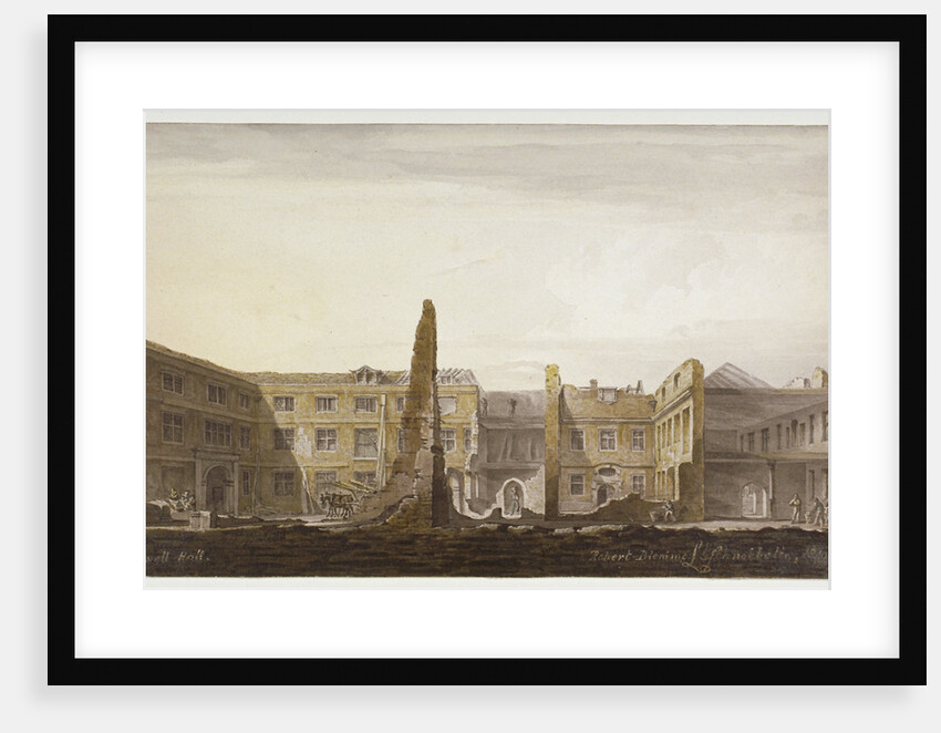Blackwell Hall during demolition, City of London by Robert Blemmell Schnebbelie