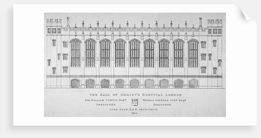 Elevation of the hall of Christ's Hospital, City of London by Anonymous