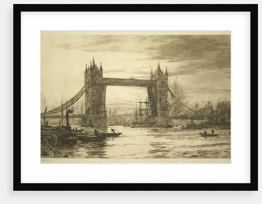 Tower Bridge viewed from the River Thames, London by William Lionel Wyllie