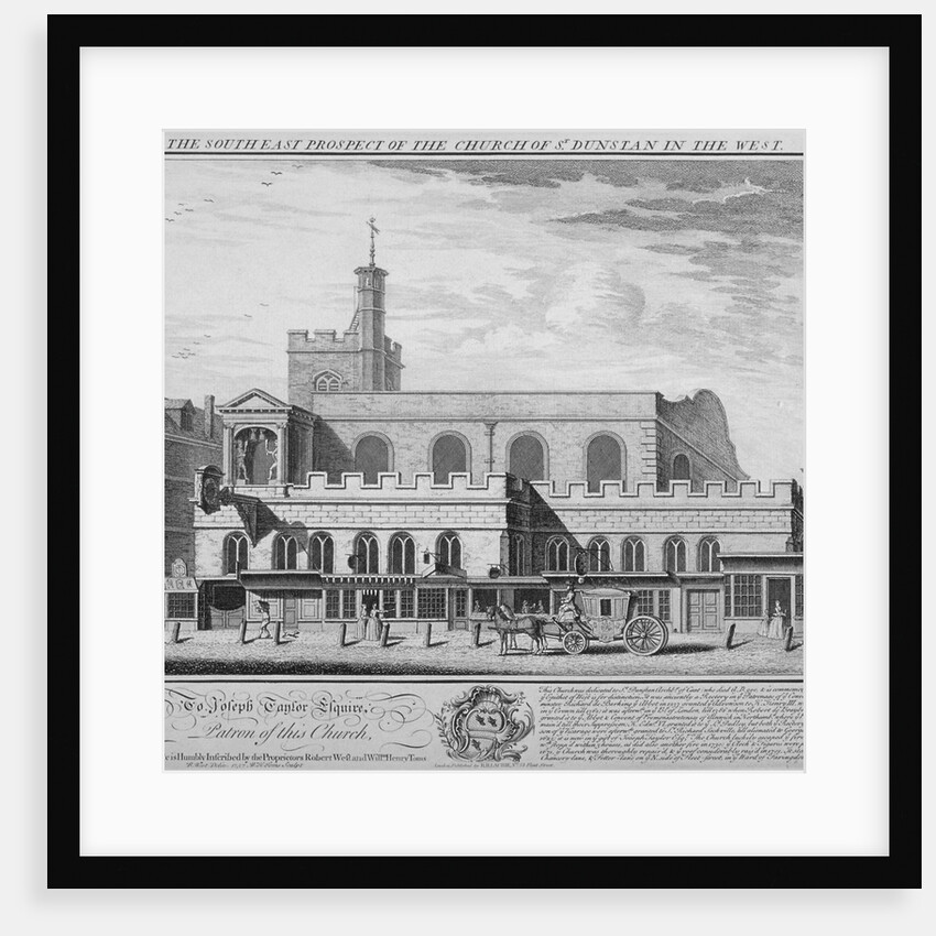 South-east view of the Church of St Dunstan in the West, Fleet Street, City of London by William Henry Toms