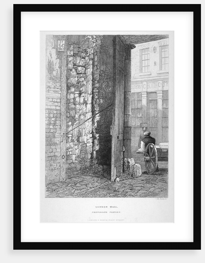 Cripplegate Postern, in the churchyard of St Giles without Cripplegate, London Wall, London by John Wykeham Archer