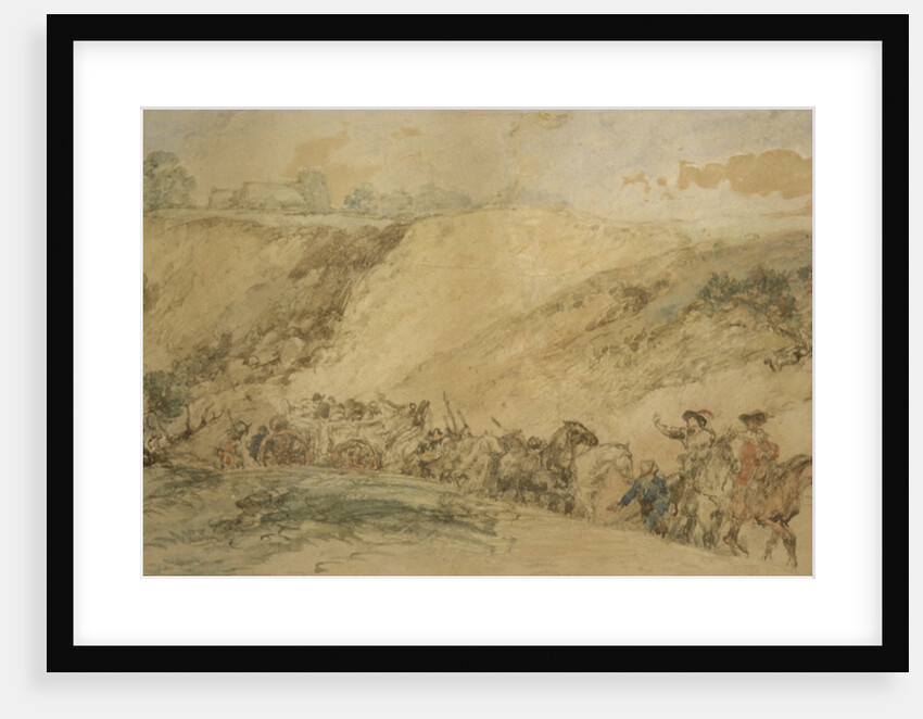 Army Waggons in a Ravine by Sir John Gilbert