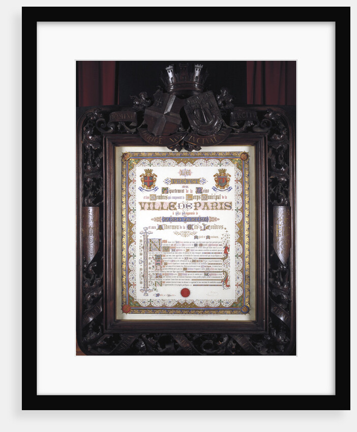 Illuminated vote of thanks from the Mayor of Paris to the Lord Mayor of London, 13 August 1852 by JP Leon la Rue