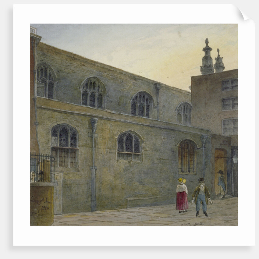 North side of Guildhall Chapel showing the entrance to Cutthroat Alley, City of London by Robert Blemmell Schnebbelie