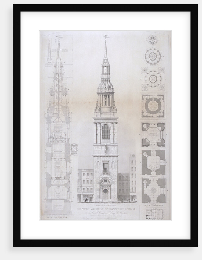 Church of St Mary le Bow, City of London by John Le Keux