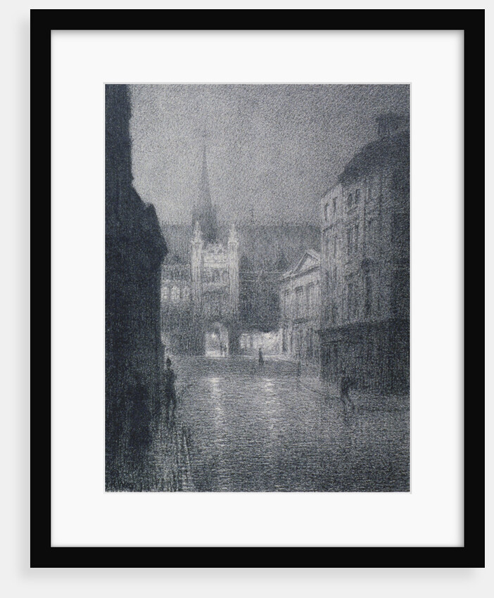Nocturnal view of the Guildhall from the corner of Gresham Street, City of London by Thomas Robert Way