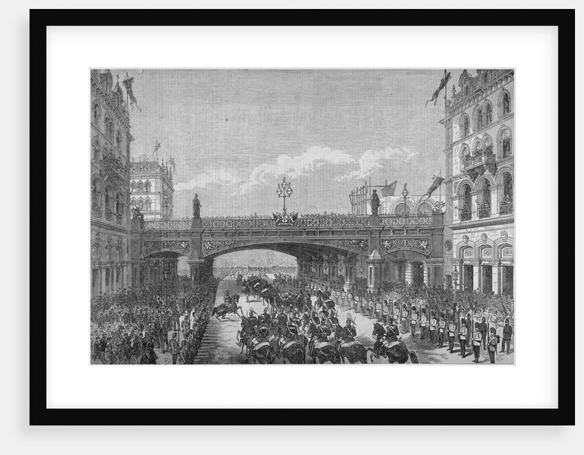 A procession in Farringdon Street passing under Holborn Viaduct, City of London by Anonymous