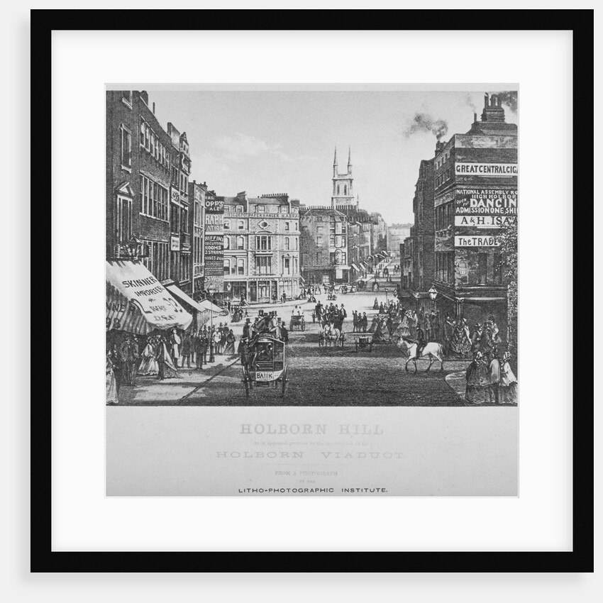 Holborn Hill and Skinner Street before Holborn Viaduct was built, City of London by Litho-Photographic Institute