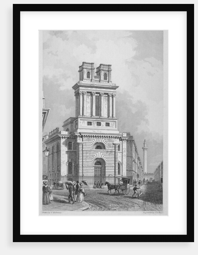 Church of St Mary Woolnoth, City of London by John Le Keux