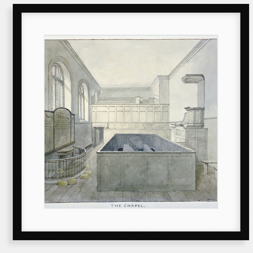 Interior view of the chapel in Newgate Prison, Old Bailey, City of London by Frederick Nash
