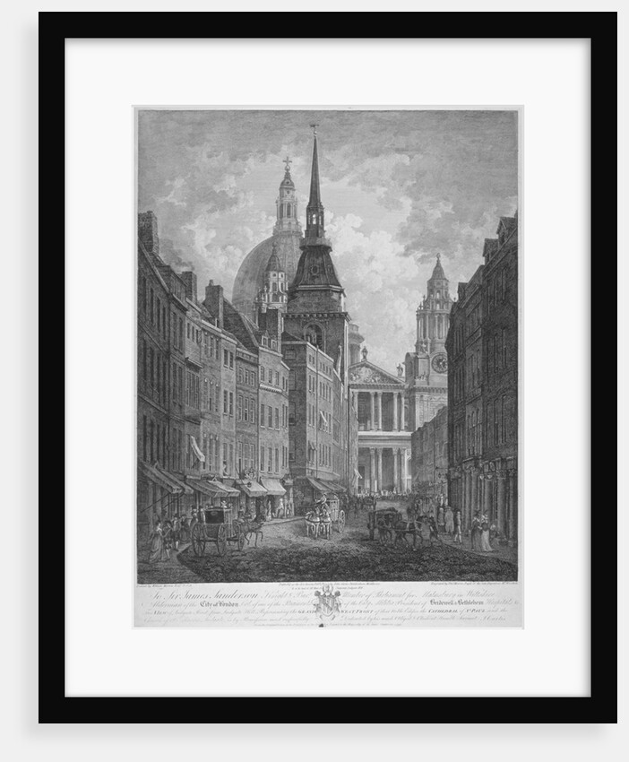 Ludgate Hill, Church of St Martin within Ludgate and St Paul's Cathedral, City of London by Thomas Malton II