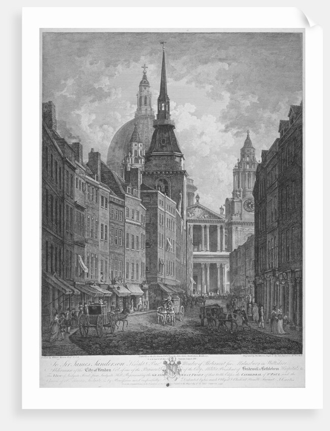 Ludgate Hill, Church of St Martin within Ludgate and St Paul's Cathedral, City of London by Thomas Malton II