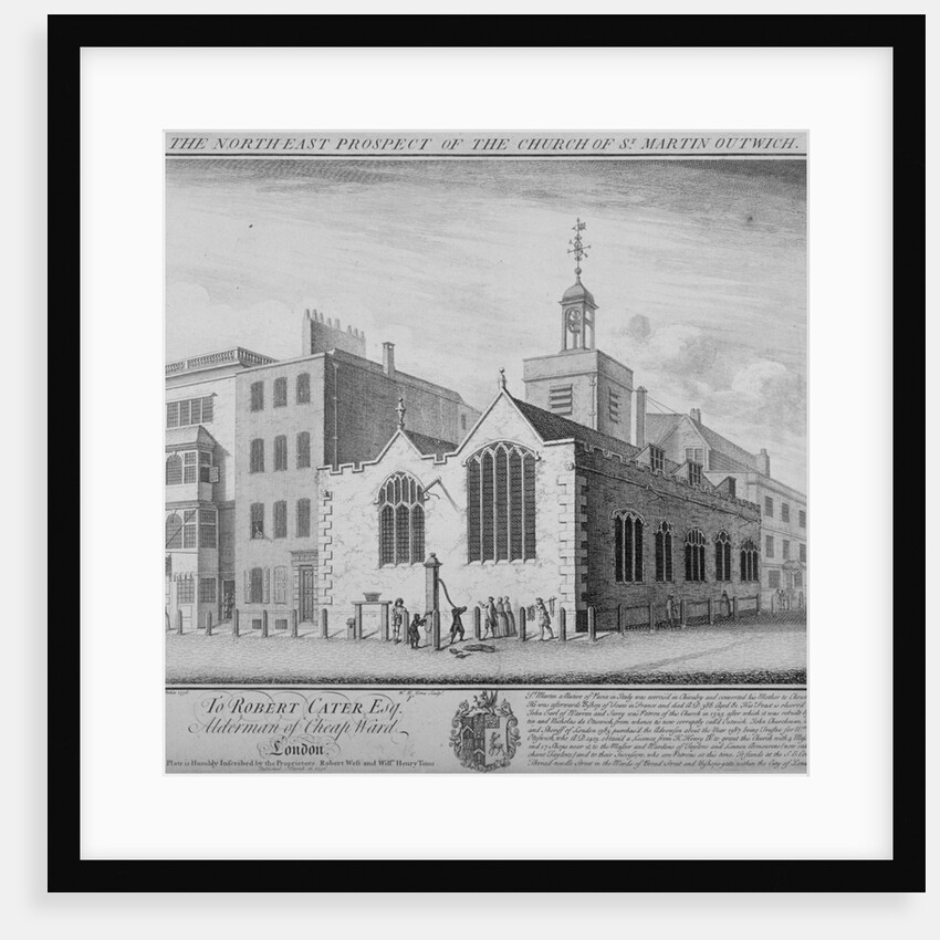 North-east view of the Church of St Martin Outwich, Threadneedle Street, City of London by William Henry Toms