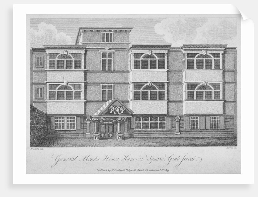 House of George Monck, Duke of Albermarle in Grub Street, now Milton Street, City of London by A Birrell