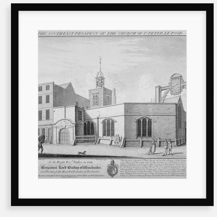 South-east prospect of the Church of St Peter-le-Poer, City of London by William Henry Toms