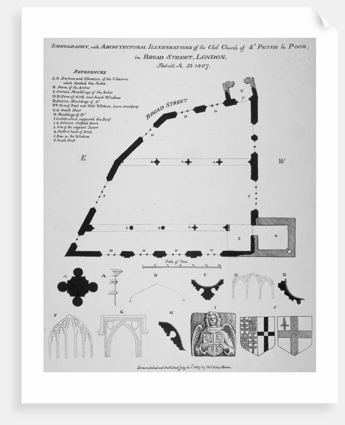 Iconography, architectural details and sections of the Church of St Peter-le-Poer, London by Thomas Fisher