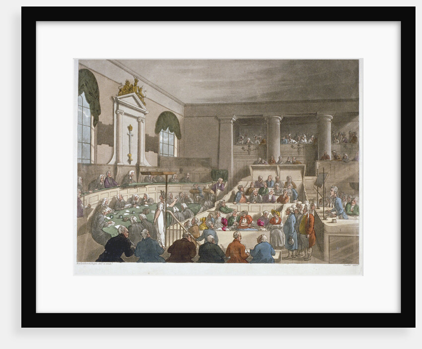 Interior view of the Sessions House, Old Bailey, with a court in session, City of London by Augustus Charles Pugin