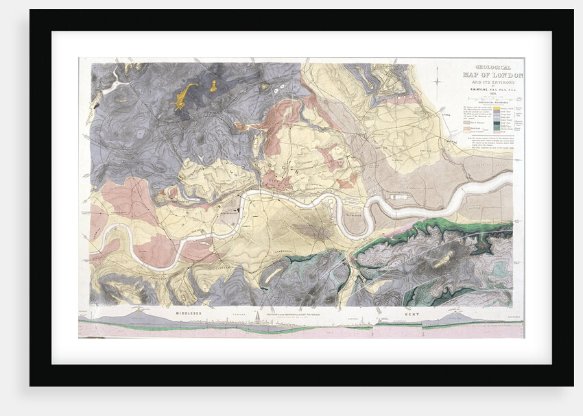 Geological map of London and the surrounding area by T Walsh