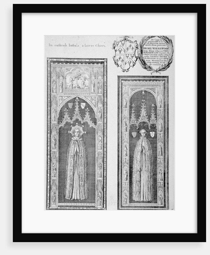 Brasses of John Newcourt and Brome Whorewood in old St Paul's Cathedral, City of London by Wenceslaus Hollar