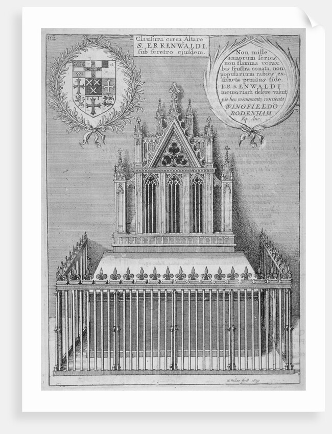 Monument to Saint Erkenwald in old St Paul's Cathedral, City of London by Wenceslaus Hollar