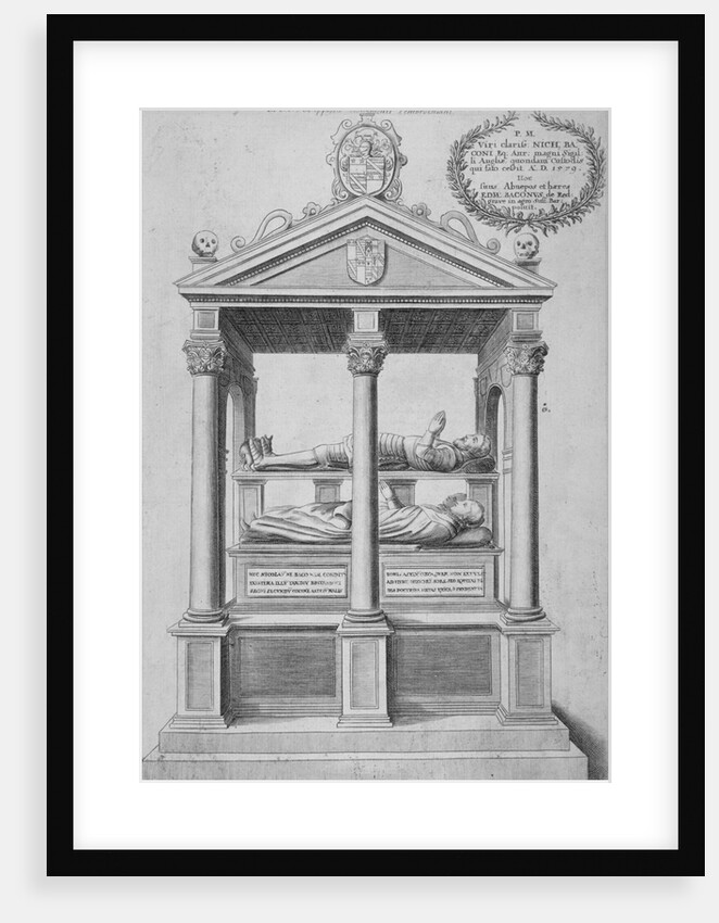 Monument of Sir Nicholas Bacon in old St Paul's Cathedral, City of London by Wenceslaus Hollar
