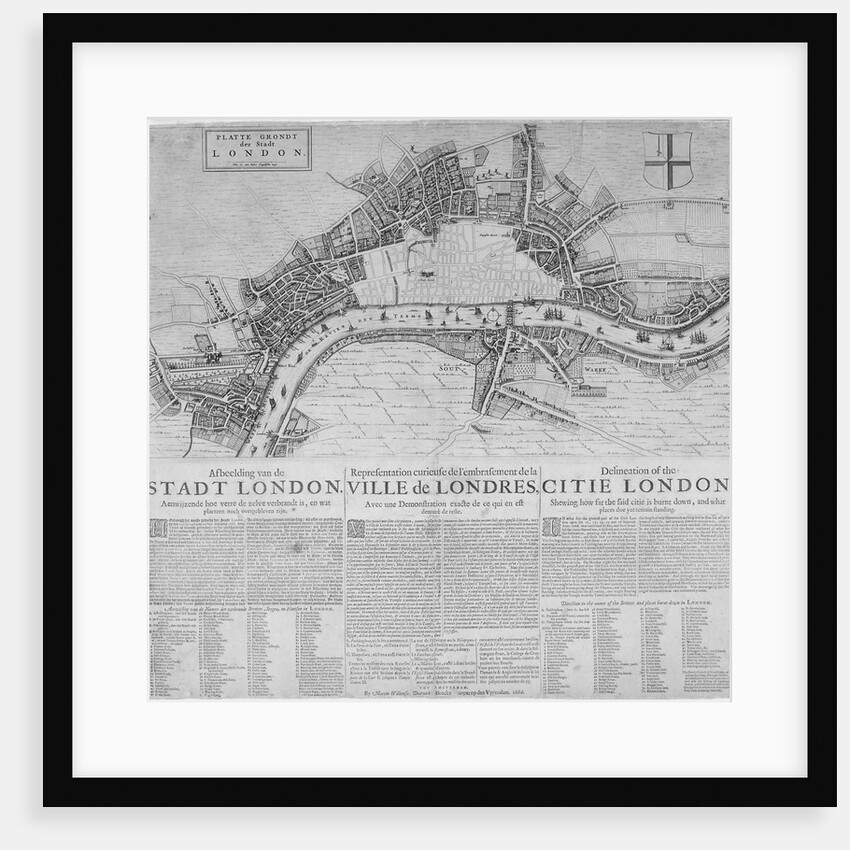 Map of London showing the destruction caused by the Great Fire by Anonymous