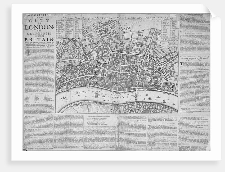 Map of the City of London surrounded by descriptive text by Anonymous