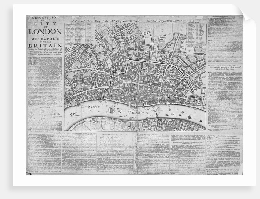 Map of the City of London surrounded by descriptive text by Anonymous