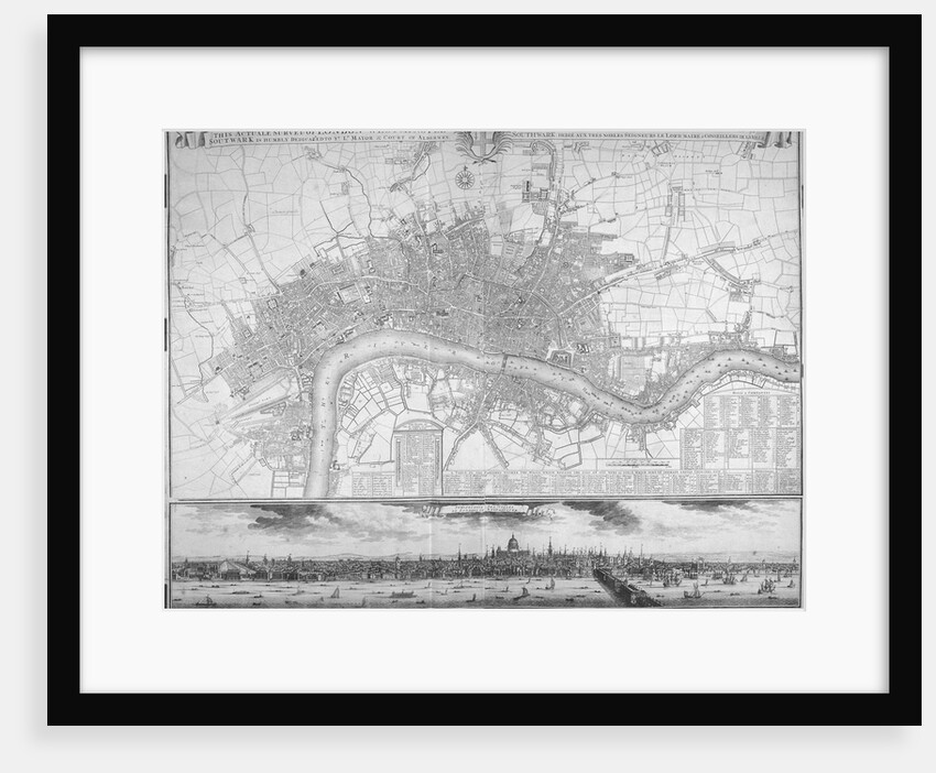 Map of Westminster, the City of London, Southwark, the Thames and surrounding areas by Anonymous