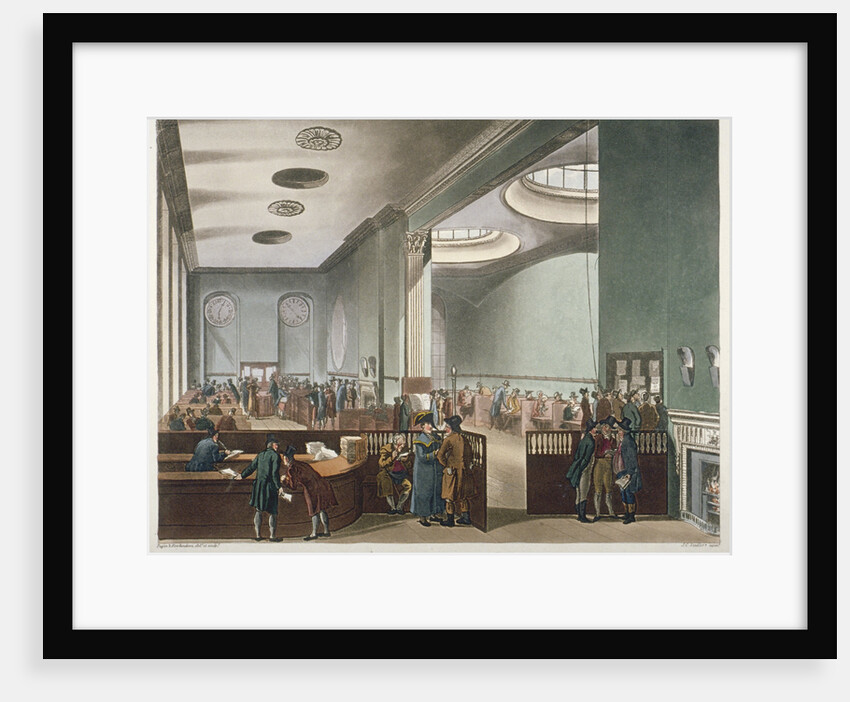 Interior view of Lloyds Subscription Room in the Royal Exchange, City of London by Augustus Charles Pugin