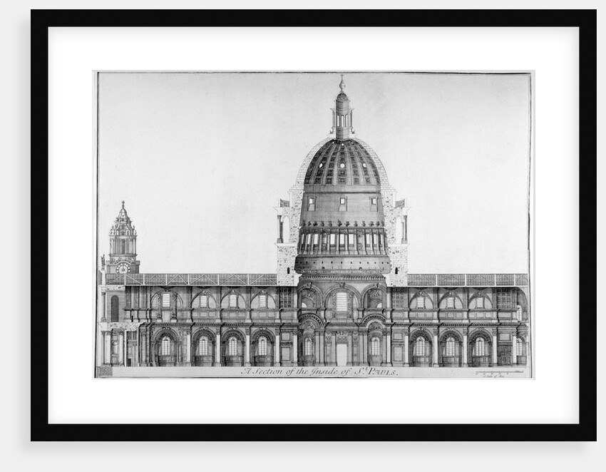 Longitudinal section of St Paul's Cathedral, City of London by Anonymous