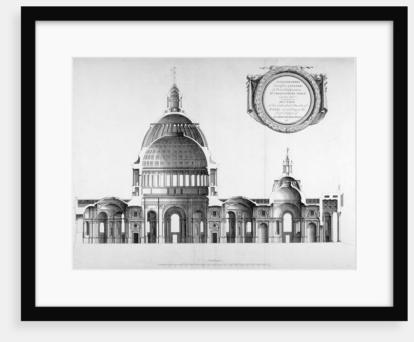 Longtitudinal section through St Paul's Cathedral, City of London by Anonymous