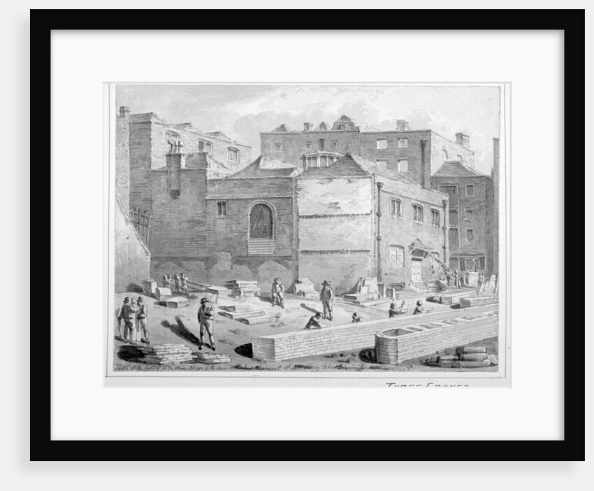 Footing for Southwark Bridge by the Union Warehouse, Upper Thames Street, City of London by Robert Blemmell Schnebbelie