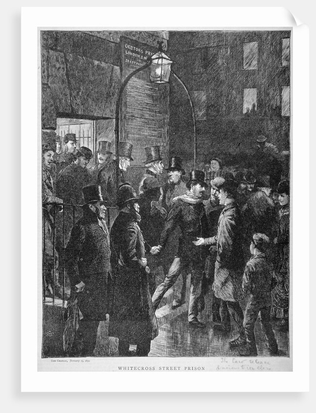 Scene at Whitecross Street Prison showing a release of prisoners, London by Anonymous