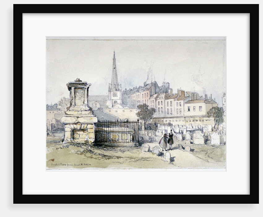 View of Bunhill Row from Bunhill Fields, Finsbury, Islington, London by Thomas Colman Dibdin