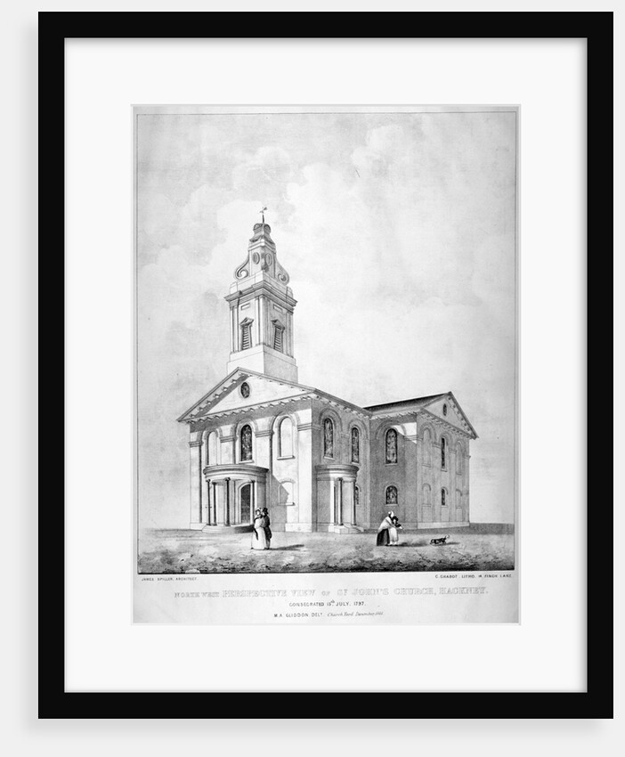 North-west view of the Church of St John at Hackney, London by Charles Chabot