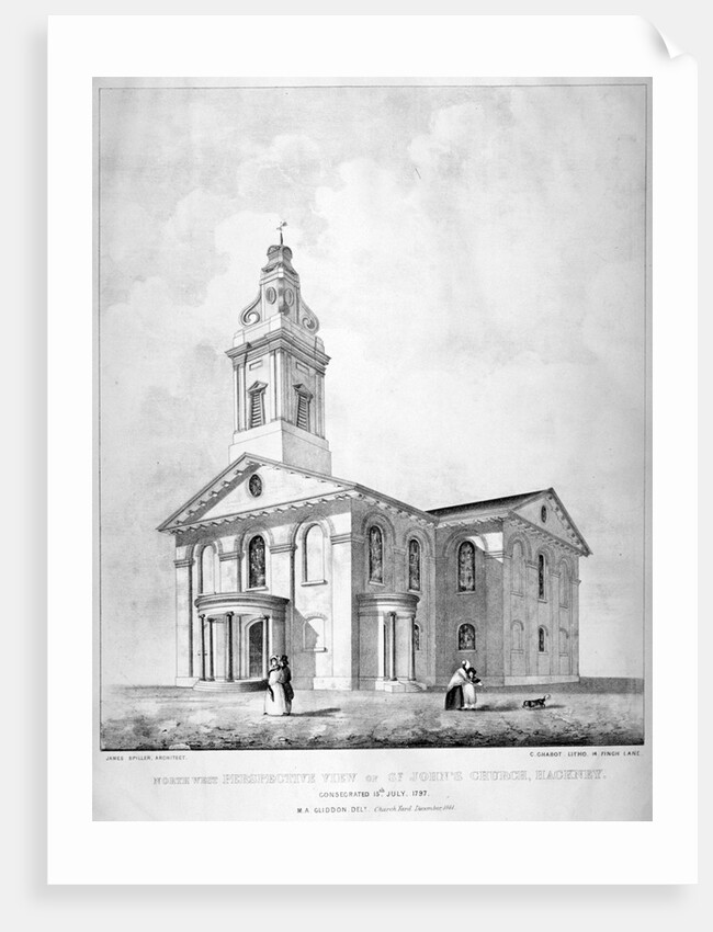 North-west view of the Church of St John at Hackney, London by Charles Chabot