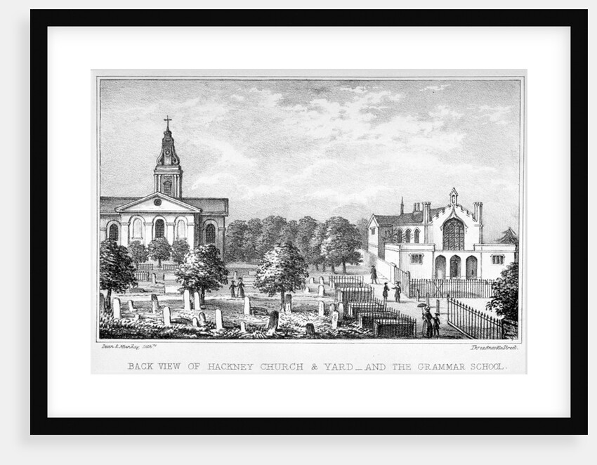 Back view of the Church of St John at Hackney and a grammar school, London by Dean and Munday